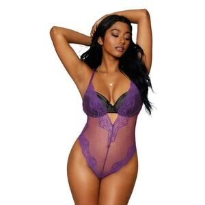 🦋B2G1🦋DREAMGIRL Sexy Fishnet Stretch Lace Teddy With Thong Back & Keyhole Detail